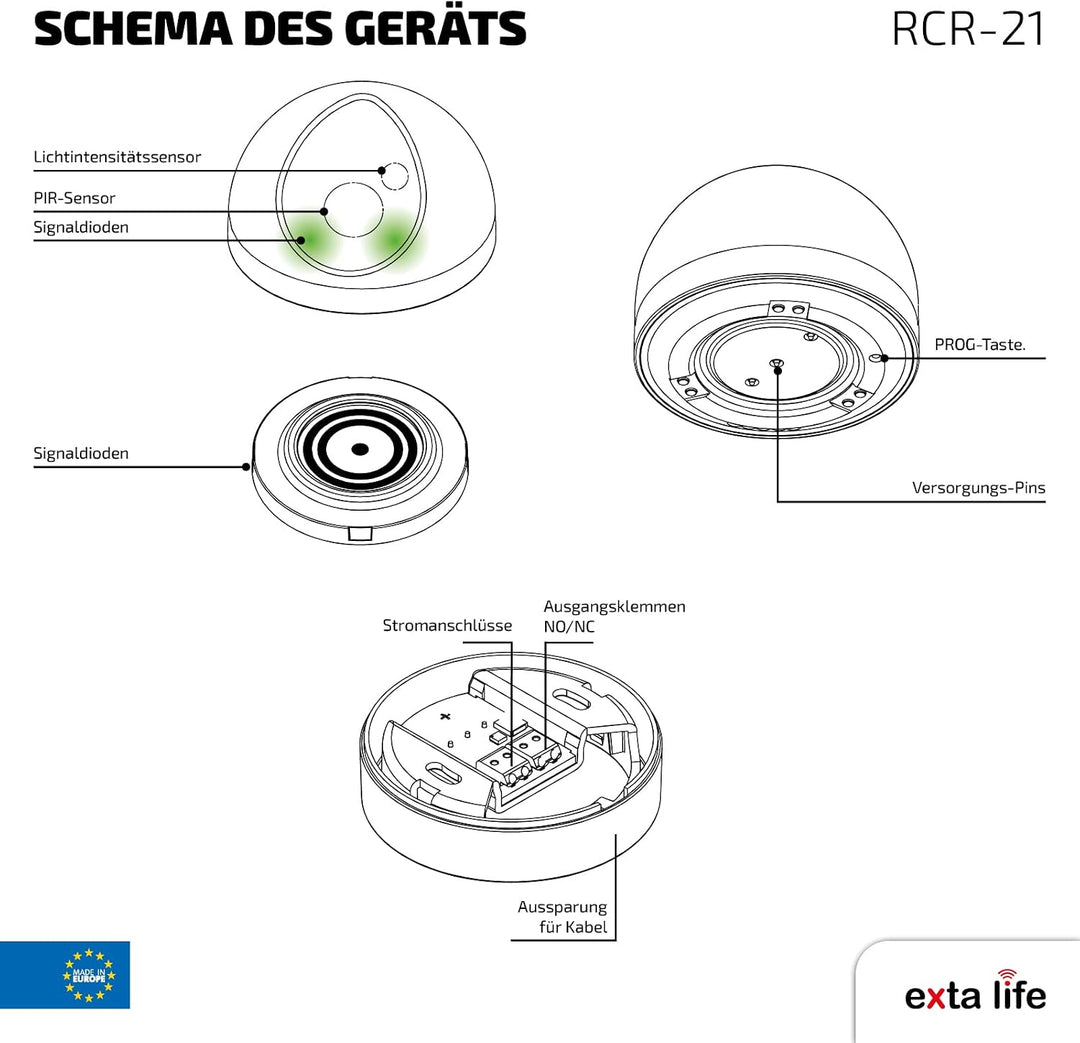 Zamel EXTA LIFE - Funk-Bewegungsmelder mit Magnetbasis RCR-21 I Angetrieben durch Batterien I Optisc