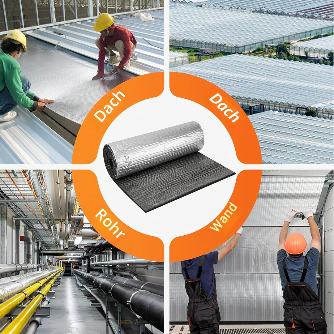 Baketron Dämmmatte mit Aluminiumfolie Selbstklebend 10mm Schallschutzmatte Feuchtigkeitsfest, Feuerf