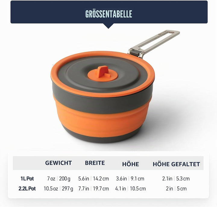 Sea to Summit Frontier Ultraleichter, faltbarer 1-Liter-Topf für Rucksackreisen und Camping