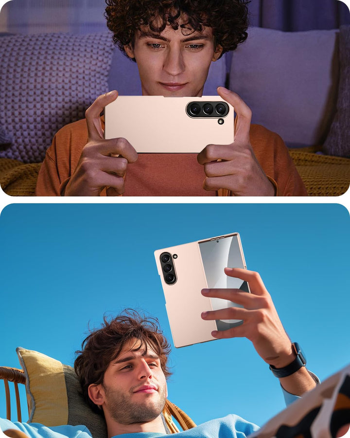 Miimall Handy Hülle für Samsung Z Fold 7 Slim Case mit Schutzglas, Induktives Laden Kompatibel, Mili