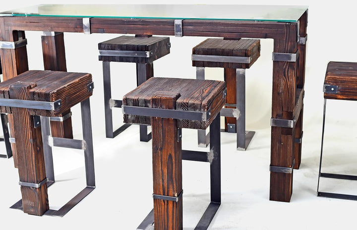 CHYRKA® Esstisch Wohnzimmertisch DROHOBYCZ Hocker Loft Vintage Bar IndustrieDesign Handmade Holz Met