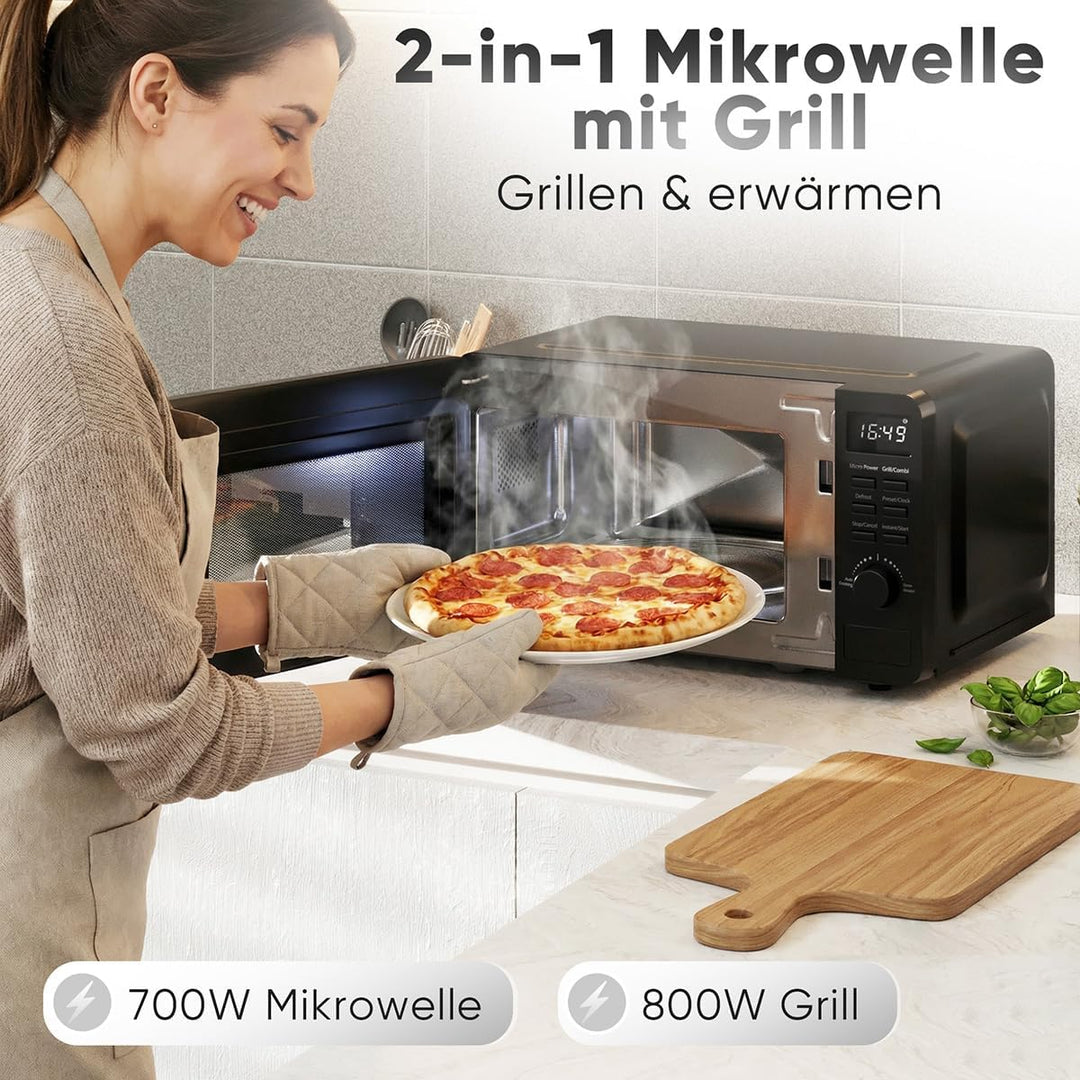 ProfiCook® Mikrowelle mit Grill | 800 Watt Grill | 20L | 8 Automatikprogramme | Timer | inkl. Drehte