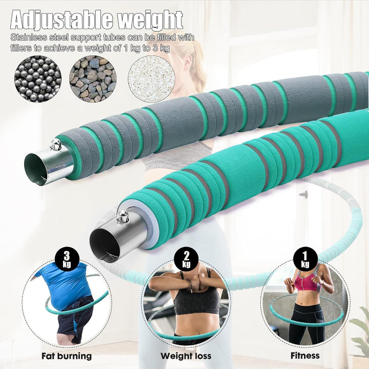 Hula Hoop Reifen Erwachsene, 8 Teile abnehmbar, Gewicht und Grösse können angepasst Werden - 1,1kg,