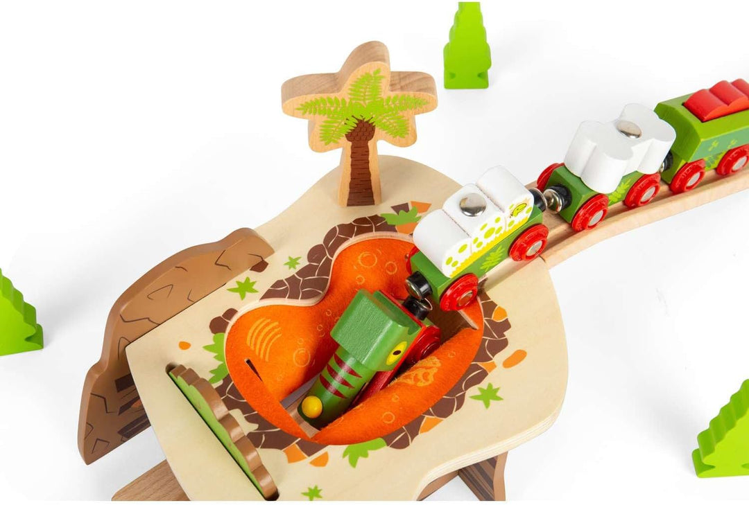 Bigjigs Rail Lava Pit Tunnel | Volcano Theme Tunnels for Wooden Train Track | Toy Accessories for Ra