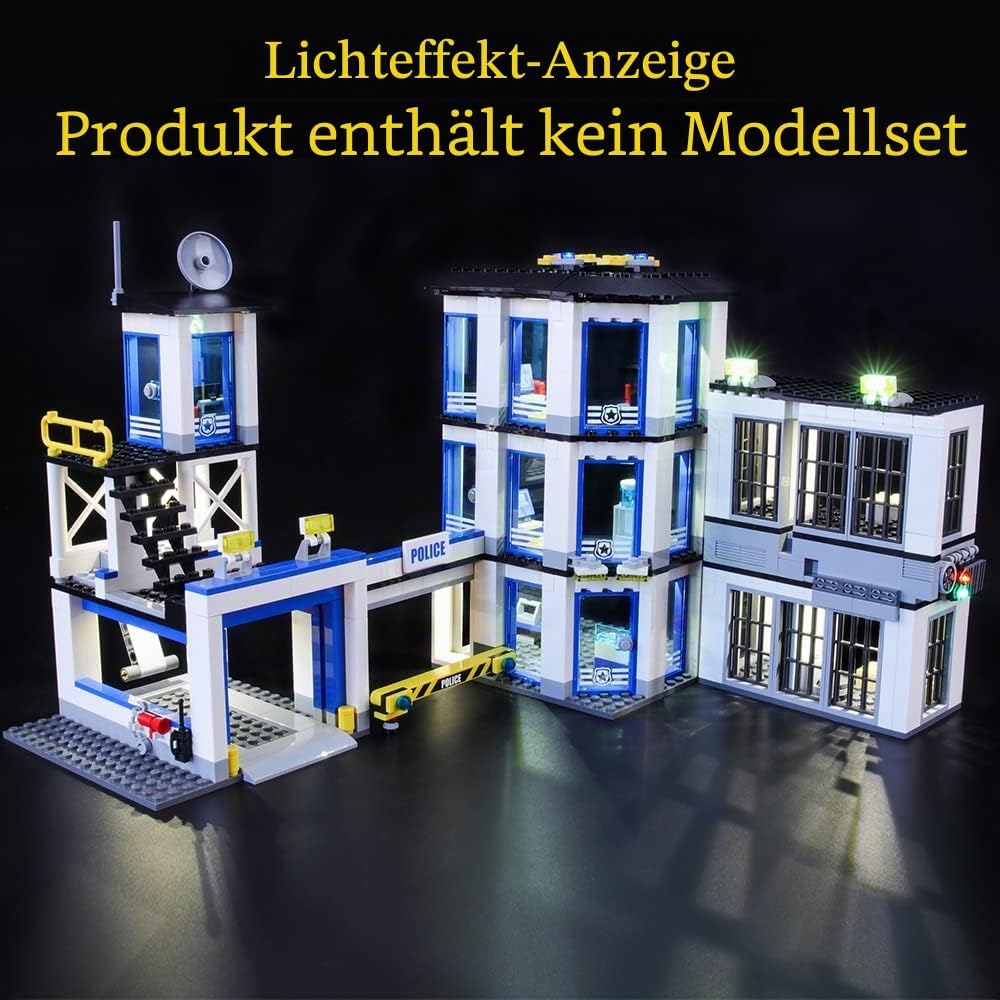 GEAMENT LED Licht-Set Kompatibel mit Lego Polizeiwache (Police Station) - Beleuchtungsset für City 6