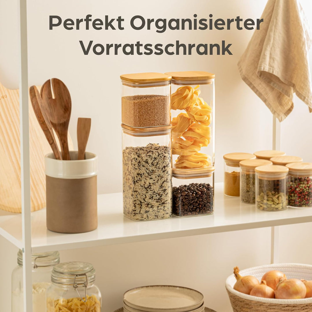 Vorratsgläser Eckig mit Deckel - Luftdicht - Spülmaschinenfest - 4er Set in 2