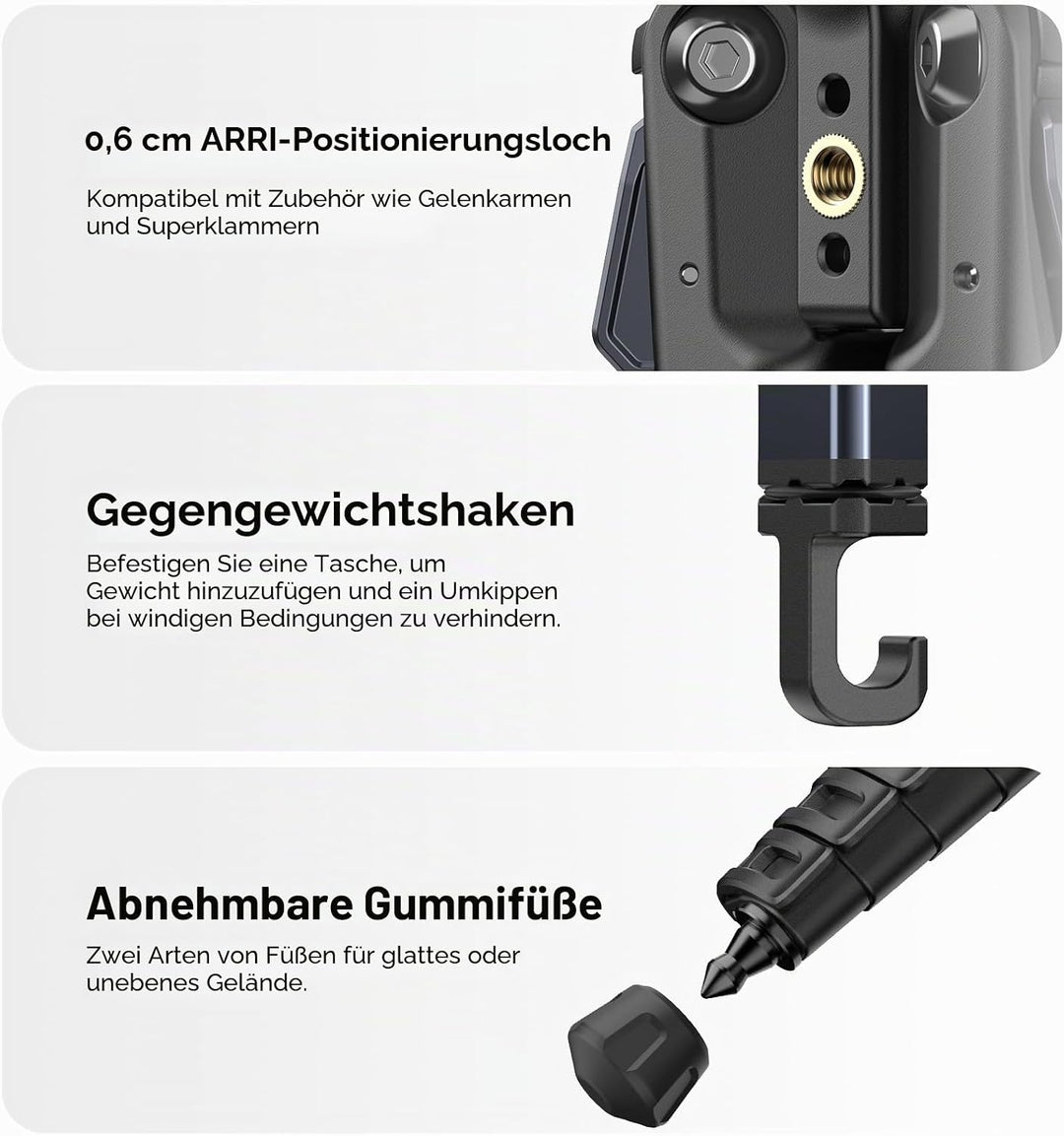 ULANZI Ombra Video II 157cm Videostativ mit Fluidkopf 360° Pan&-70°/+90° Tilt Pan, Travel Tripod mit