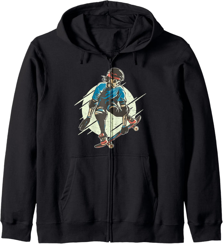 Cooles Skater-Design mit einem Skelett-Skaterboarding. Kapuzenjacke