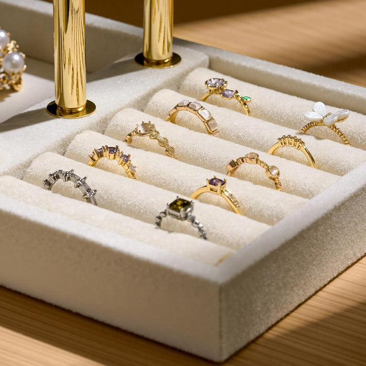 Schmuck Organizer mit 3 Ebenen - Beige Schmuckständer Armbänder, Abnehmbarer T-Steg Schmuck Ständer,
