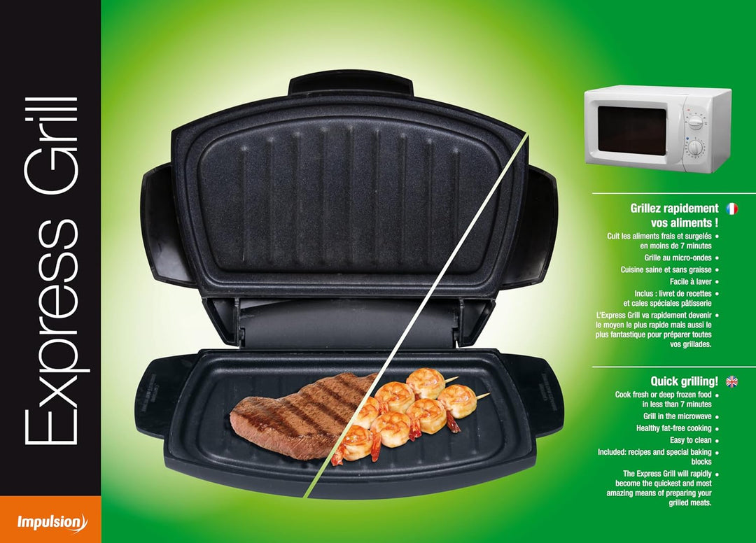 Impulsion - Express Grill – doppelseitiger Grillkocher für Mikrowelle, Zubehör für Grillgut von Flei