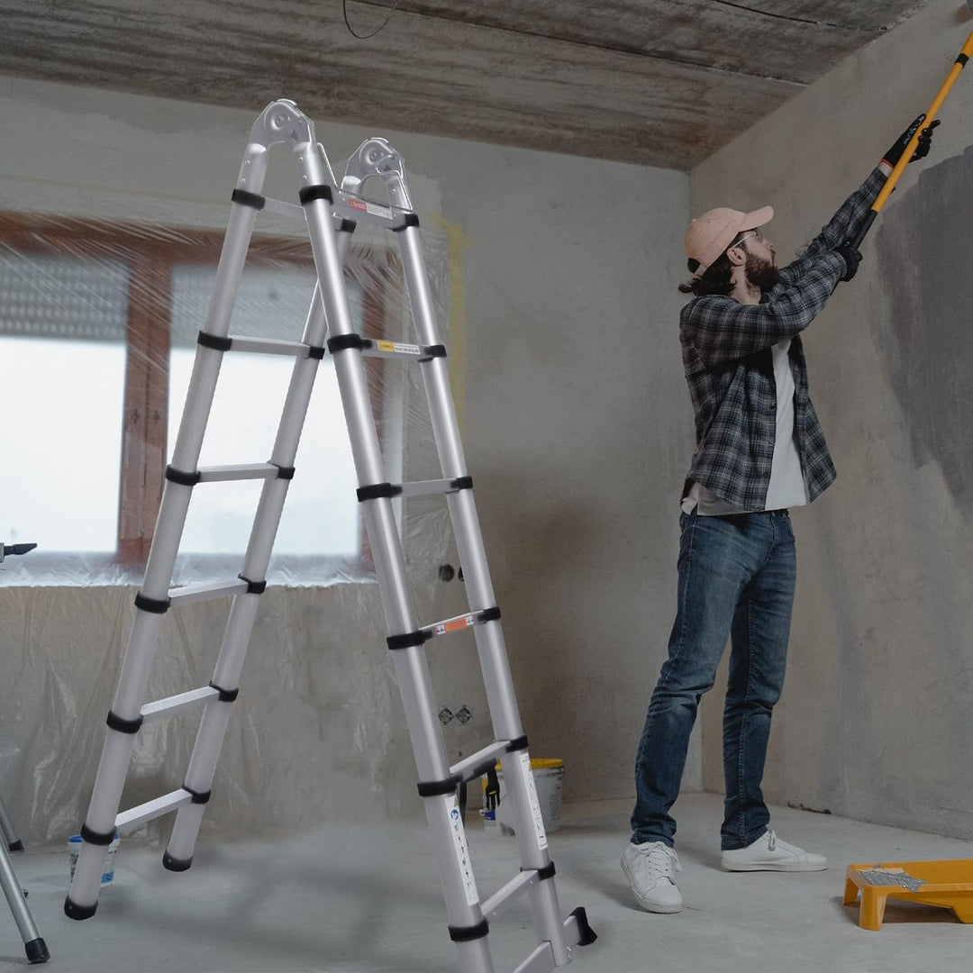 12,5FT ausziehbares Aluminium Professional Use Teleskopleiter Teleskopische faltende Leiter Verlänge