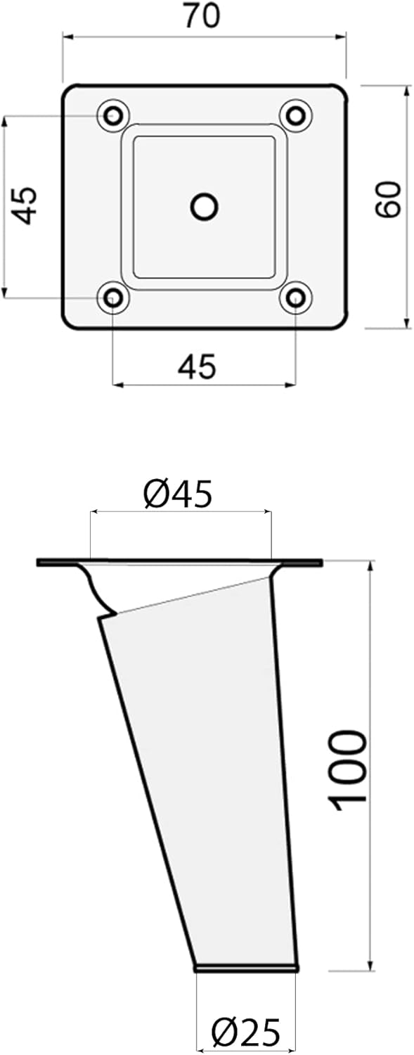 Sossai Möbelfüsse aus Massivholz Buche mit Öl-Finish, Clif Round HMF2, 10 cm hoch, rund, schräge Aus