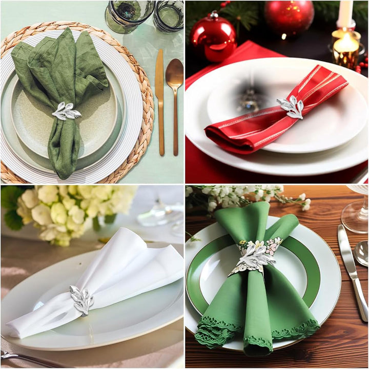 20 Stück Napkin Rings Serviettenringe, Metall Serviettenschnallen, Metall Serviettenschnallen Blätte