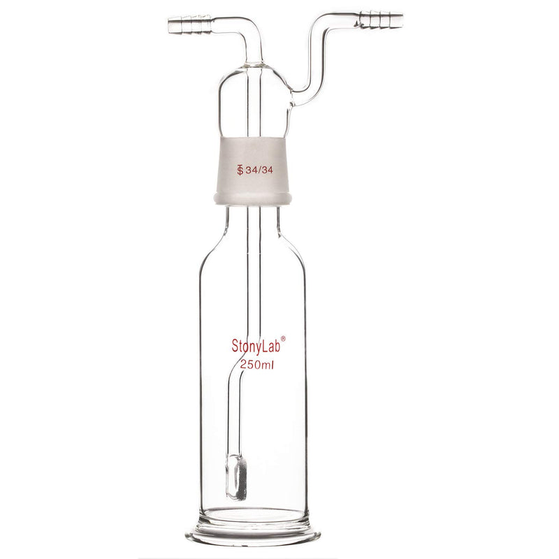 stonylab Gaswaschflasche, Borosilikatglas 34/34 Stopper Gas Bubbler Gaswaschflasche mit Frittenschei