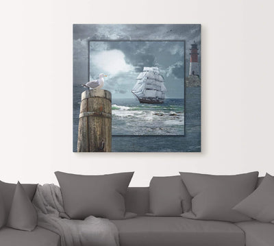 ARTland Leinwandbilder Wandbild Bild auf Leinwand 100x100 cm Wanddeko Meer Küste Maritim Schiff Sege