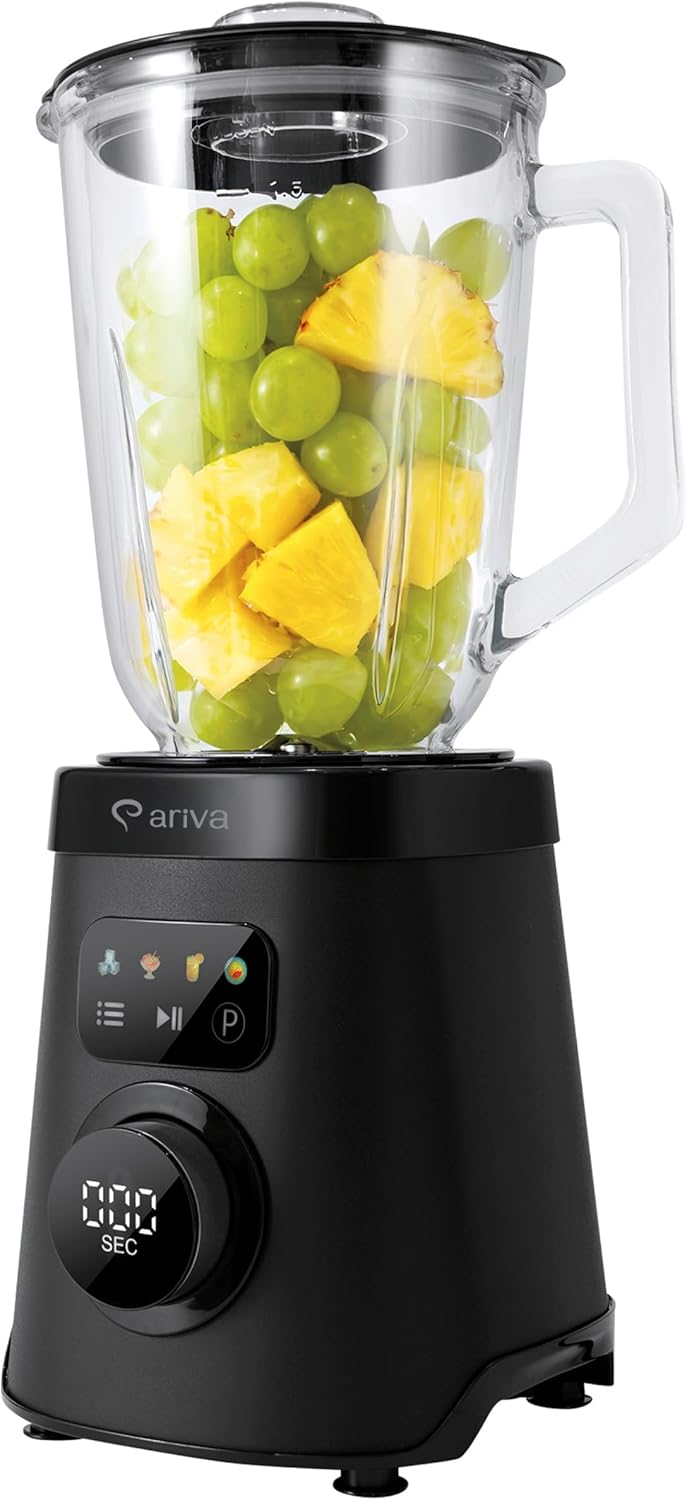 ARIVA Standmixer 1000W mit 1,5L Glasbehälter & Kaffeemühle, Smoothie Maker & Ice Crusher mit LED-Tou