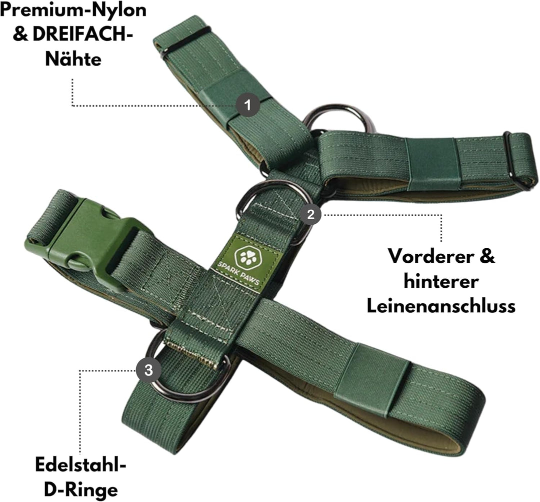 Spark Paws No Pull Hundegeschirr Grosse Hunde, Halterdesign mit Frontclip, Y Geschirr Hund, Robust u
