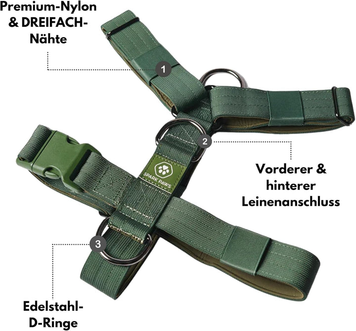 Spark Paws No Pull Hundegeschirr Grosse Hunde, Halterdesign mit Frontclip, Y Geschirr Hund, Robust u