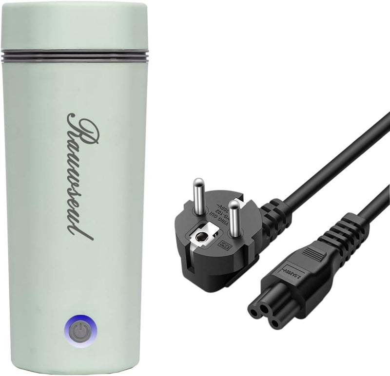 Rauwseul Reise-Elektrisch-Wasserkocher, 450 ml tragbarer Mini-Heizbecher, 3 in 1 Mini-Thermoskanne 3