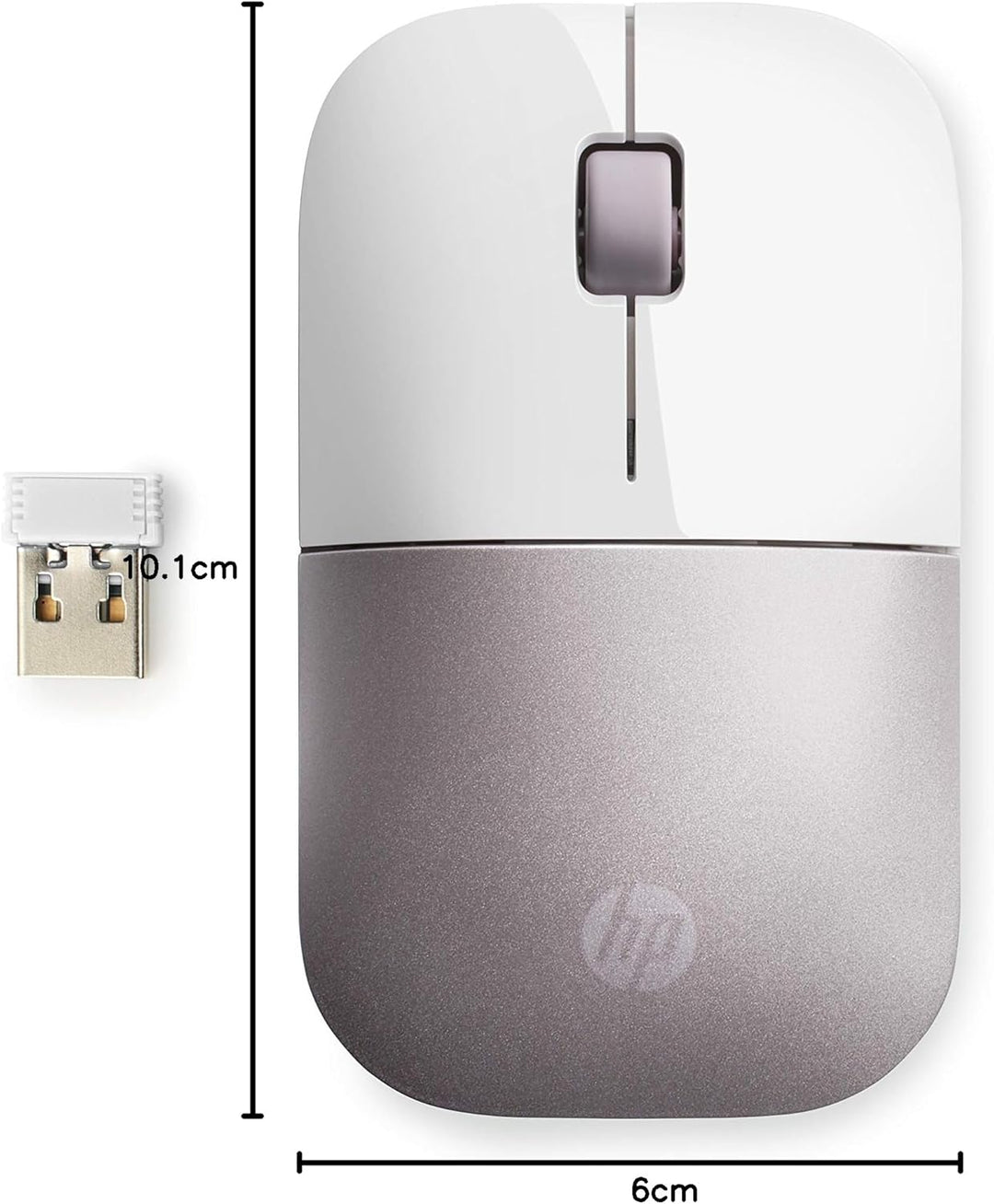 HP Z3700 Wireless Mouse - White/Pink Pink Dongle, Pink Dongle