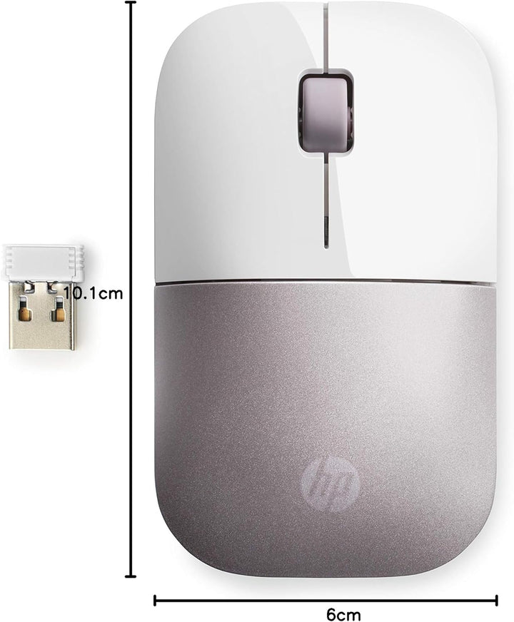 HP Z3700 Wireless Mouse - White/Pink Pink Dongle, Pink Dongle