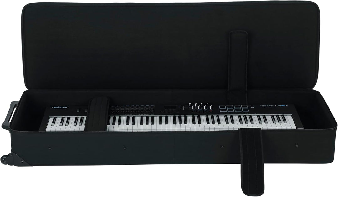 Gator Cases Leichte Keyboardtasche mit Ziehgriff und Rollen; passend für schmale 88-Tasten Keyboards