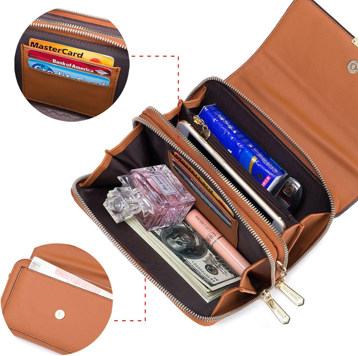 Roulens Klein Handy Umhängetasche,Damen Kleine Umhängetasche,PU Leder Crossbody Schultertasche Reise