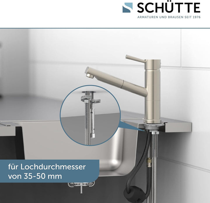 SCHÜTTE UNICORN Küchenarmatur mit ausziehbarer Geschirrbrause, Mischbatterie mit Einhebelmischer, Sp