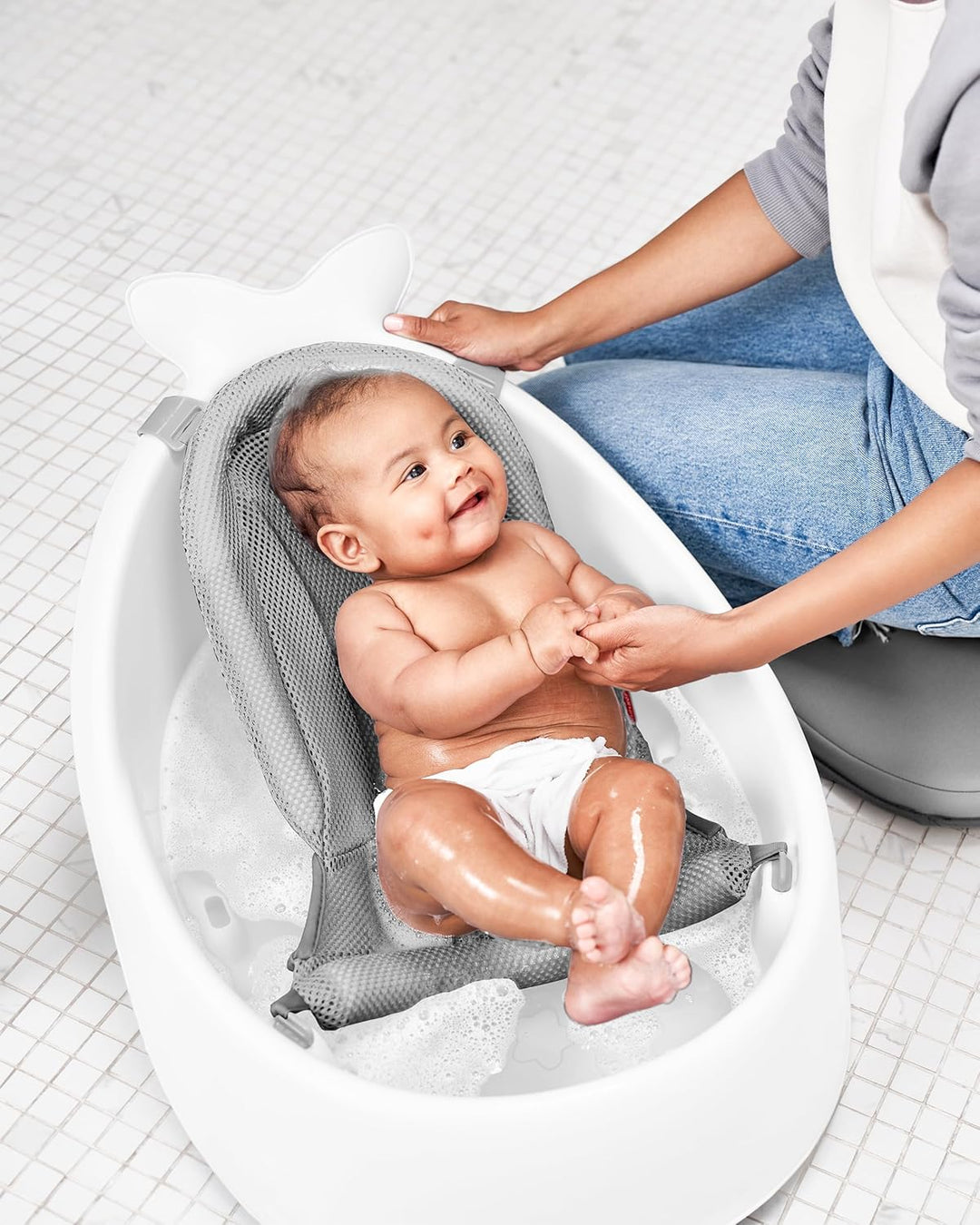 Skip Hop Badewanne Moby, weiss, 3 Stufen, PVC-frei, phthalatfrei, rutschfest, für Neugeborene mit Ab
