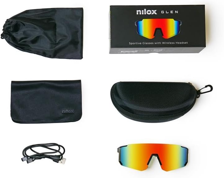 Nilox Glen Smarte Sportbrille, Open-Ear-Audio, Integrierte Lautsprecher, Siri & Google Sprachsteueru