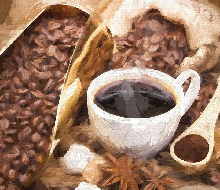 Kaffeebohnen Herdabdeckplatte & Spritzschutz aus Echtglas | Für Herd-Kochfelder | 60x52 cm