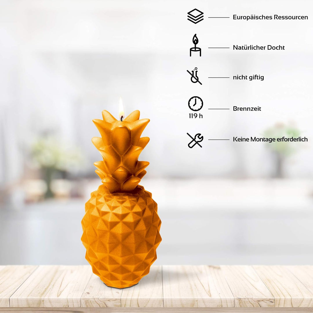 Candellana Ananas Paraffinkerze 100x100x210 mm - Orange Kerze Dekorativ - Kerzen Aesthetic 3D - Cand