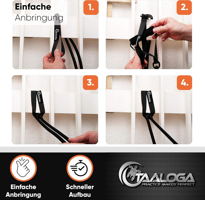TAALOGA® 2in1 Zugseil Schwimmtraining Zugseiltraining mit Handpaddles und Griffen Schwarz, Schwarz