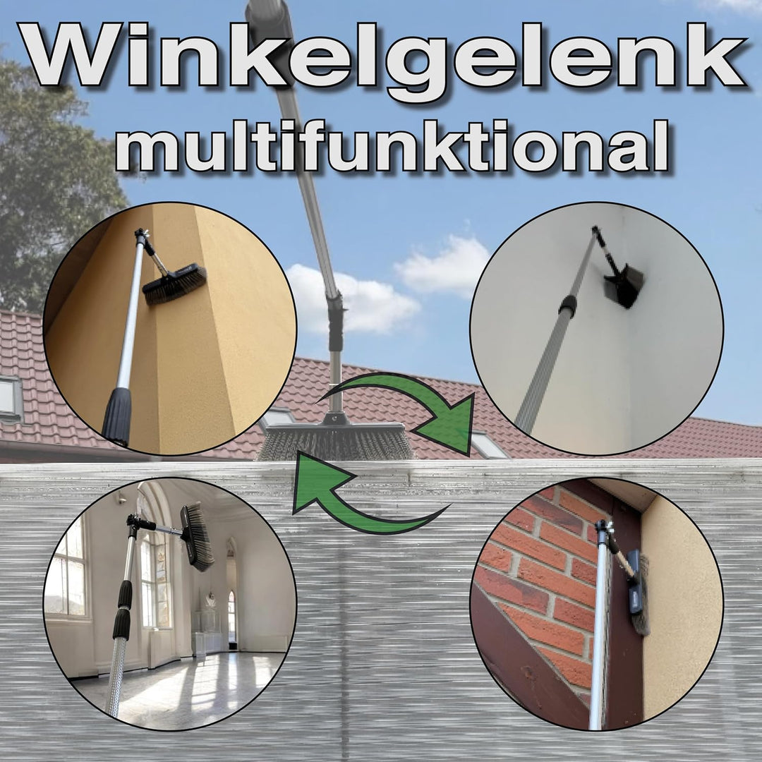 FenWi 8m Teleskopbesen Set mit Teleskopstange Ecken Besen Staubwedel Spinnenbesen (Flachbesen) und G