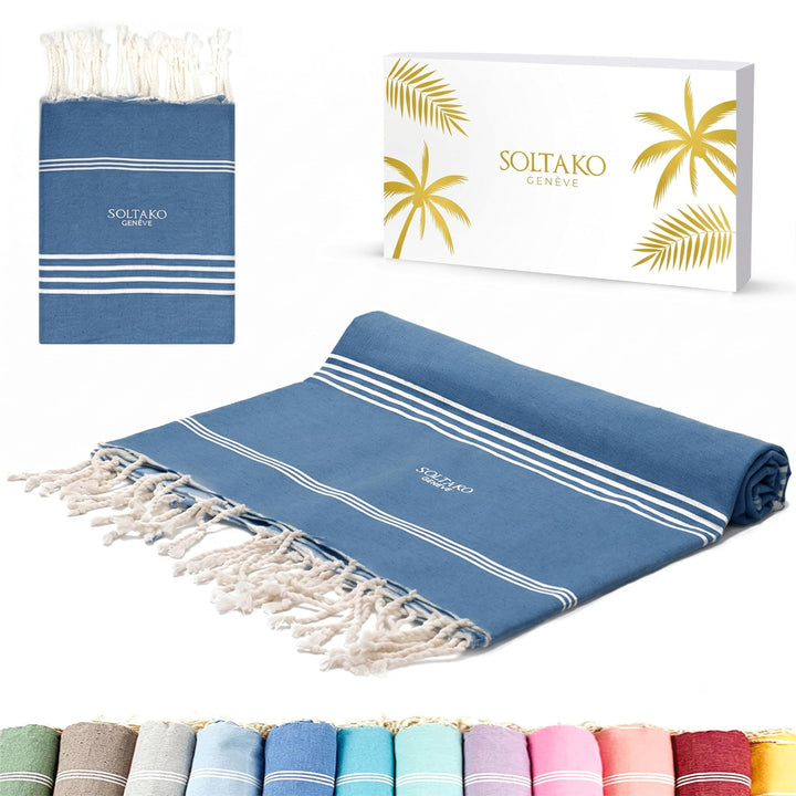 SOLTAKO Fouta Bali Premium XXL, Aqua, 200/200cm, Aqua 200/200cm