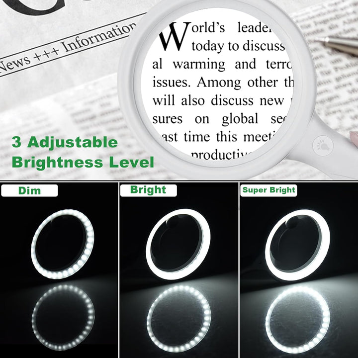 Lupe mit Licht, 60 Fach 33 LED Handlupe 30XLeselupe mit Licht, USB-Aufladung Lupe 3 Modi Leselupe fü