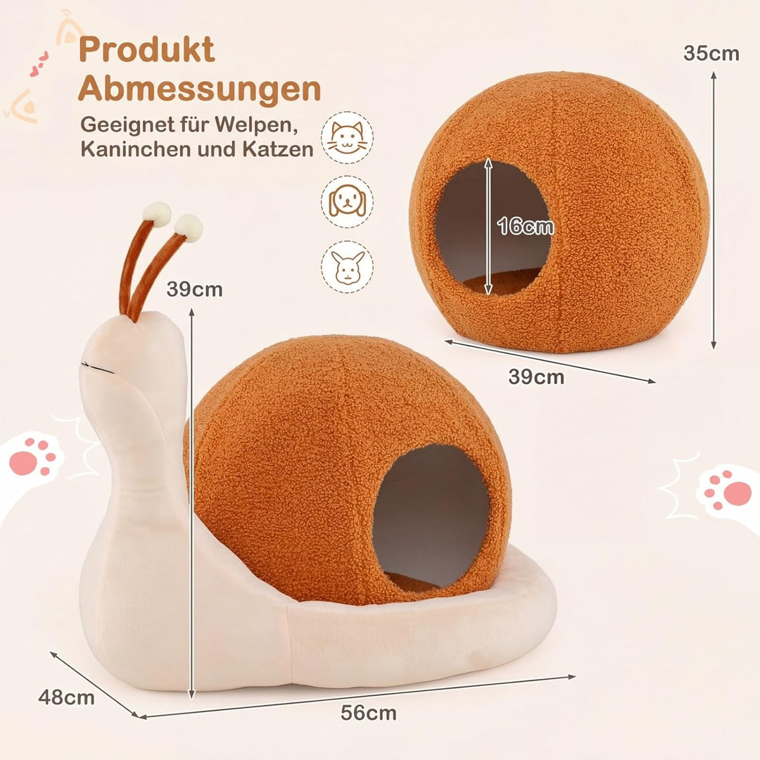 COSTWAY Katzenbett, schneckenförmig, Katzenhöhle mit waschbarem Kissen &amp; Rutschfester Unterseite, Ka