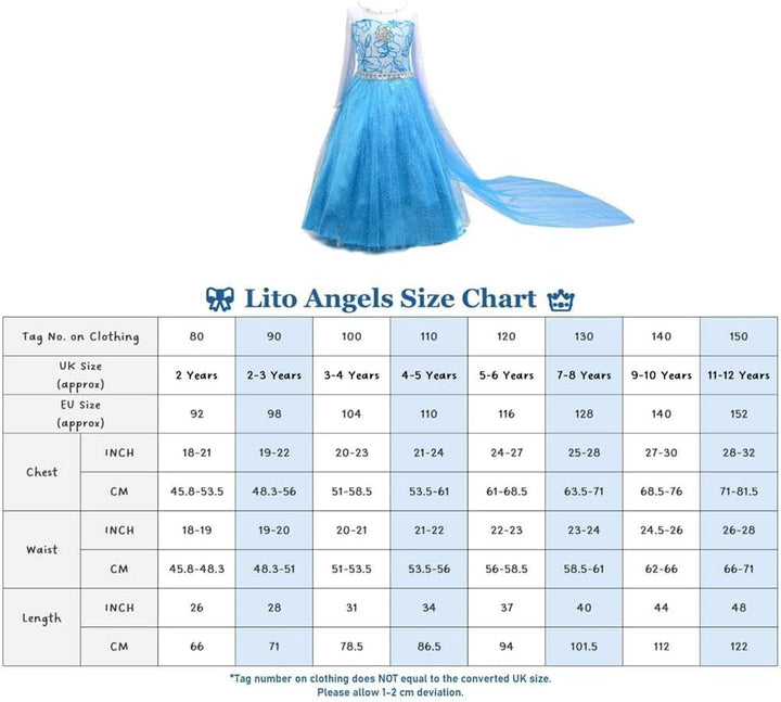 Lito Angels Prinzessin Kleid mit Schleppe und Accessoires für Kinder Mädchen, Kostüm Verkleidung Lan