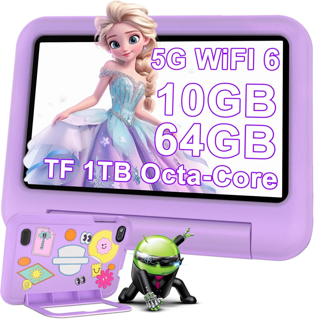 DEERTiME 2025 Neueste Tablet Android 14 OS, 10GB(4+6) RAM+64GB ROM/TF 1TB, WLAN 6, 5G+2.4G WLAN, 8-C