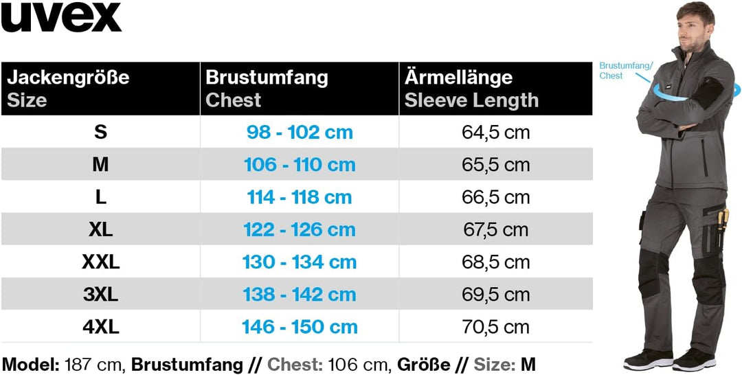 Uvex Echor Softshell-Arbeitsjacke für Herren - atmungsaktiv & wasserabweisend L Dunkelblau, L Dunkel