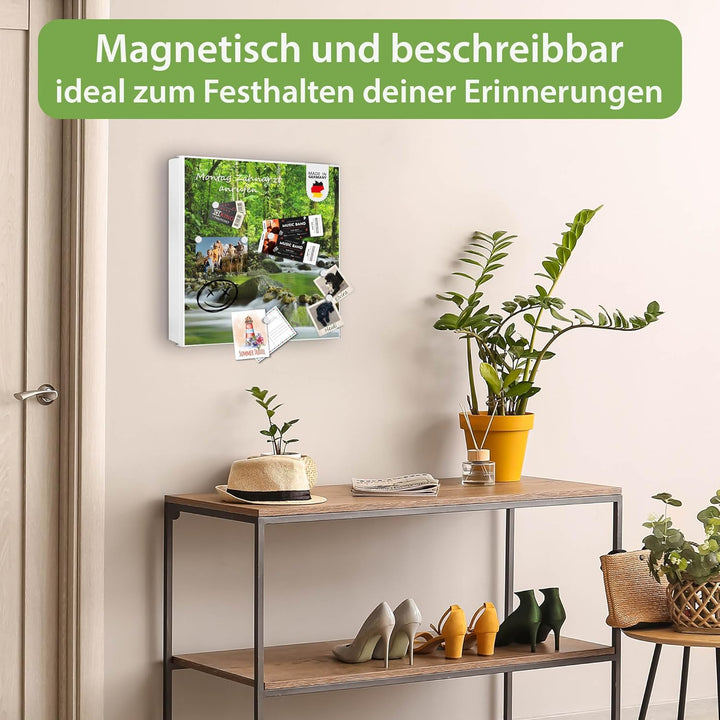 banjado® Grosser Schlüsselkasten Glas/Schlüsselbox 30cm x 30cm mit 50 Haken - Motiv Wasserfälle/Schl
