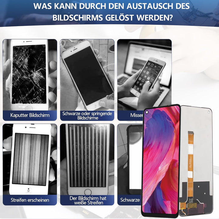 RongZy Kompatibel mit Oppo A74 5G/A54 5G/A93 5G Ersatz Bildschirm LCD Display und Touchscreen-Digiti