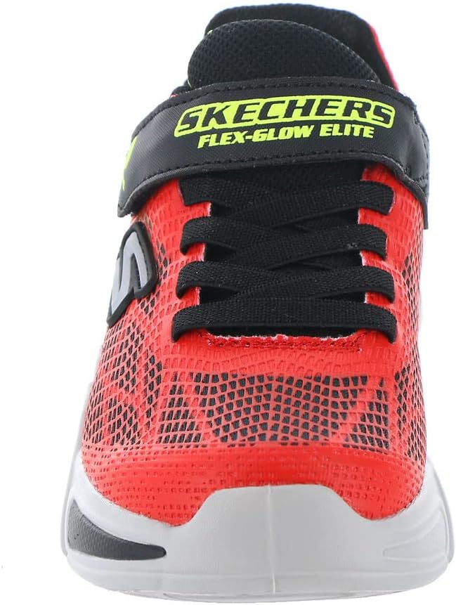 Skechers 400137L RDBK Sneaker, Red Synthetic/Black & Yellow Trim, 28 EU