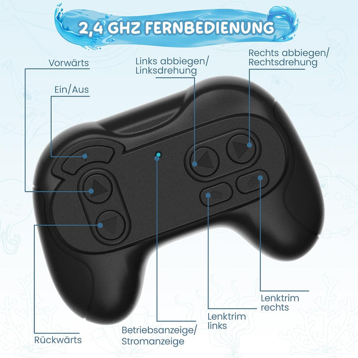 snookids Ferngesteuerter Hai für Kinder, 2,4 GHz RC Hai Spielzeug | Realistisches Schwanzwedeln und