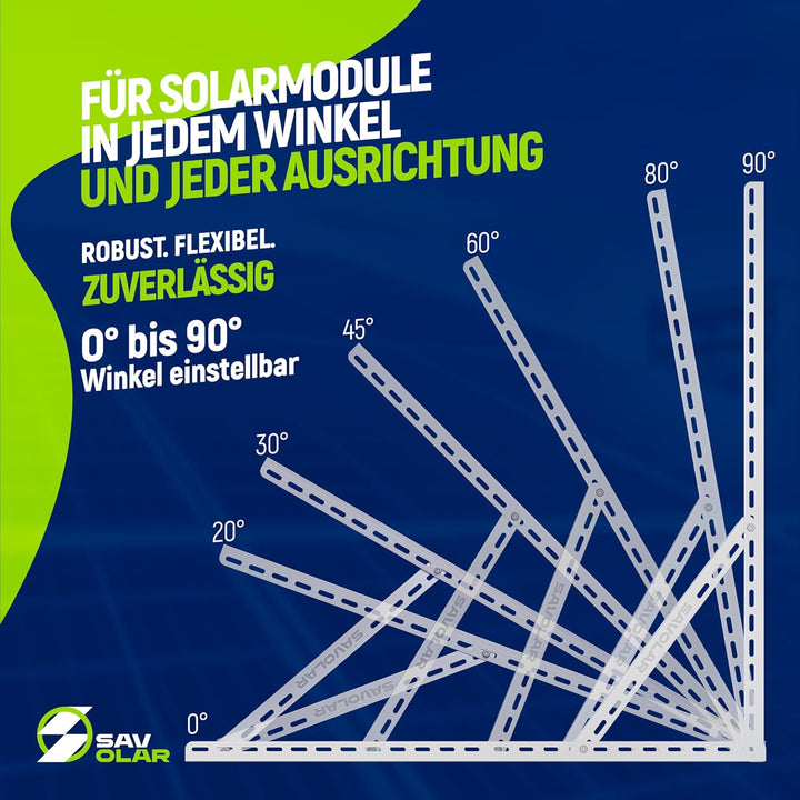 2 Sets SAVOLAR Solarmodul Halterung Balkonkraftwerk bis 117cm (46 Zoll) Winkel Einstellbar 0-90°, Ro