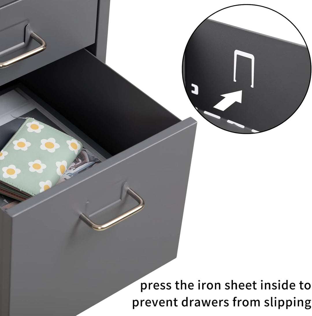 HollyHOME Mobiler Aktenschrank mit 3 Schubladen, rollbarer Aktenordner unter dem Schreibtisch, Aufbe