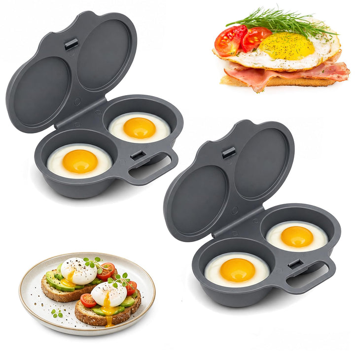 2 Stück Eierkocher Mikrowelle, Eierkocher 2 Eier Mit Deckel, Microwave Egg Poacher with Lid, Vielsei