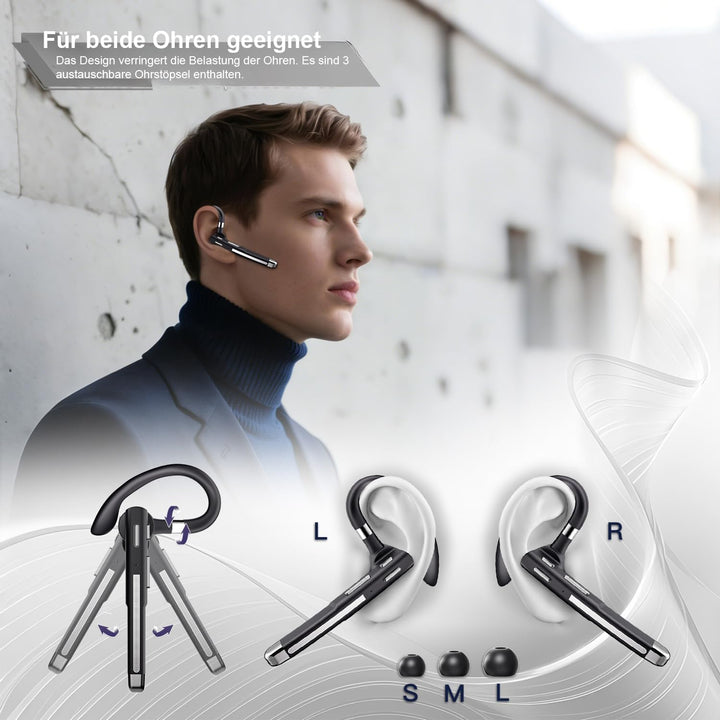 Headset Bluetooth 6.1 CVC8.0 Noise Cancelling In Ear Kopfhörer 100 Std Kabellos Kopfhörer mit Dual M