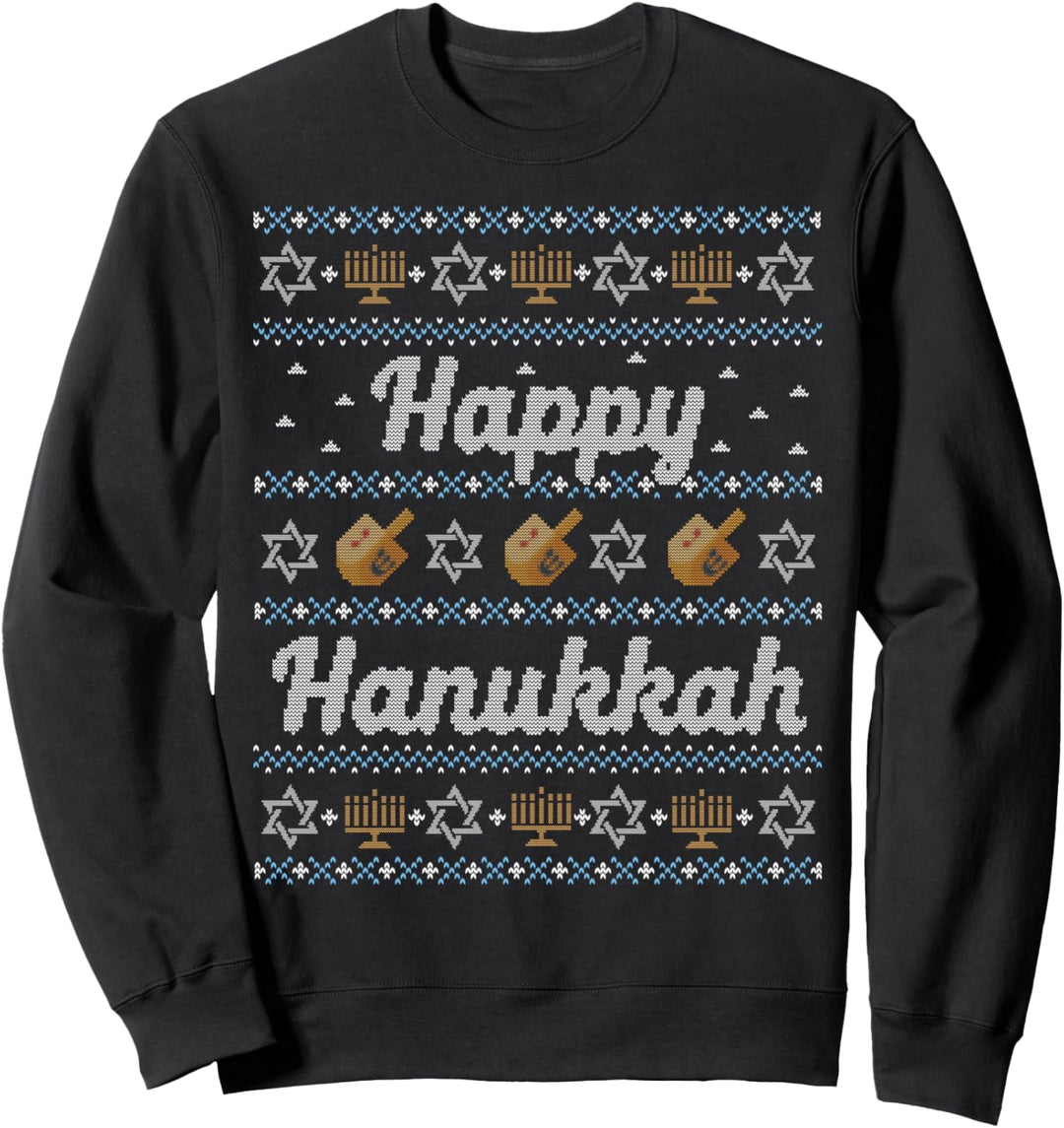 Funny Happy Hanukkah Jumper Gift Jewish Dreidel Sweatshirt