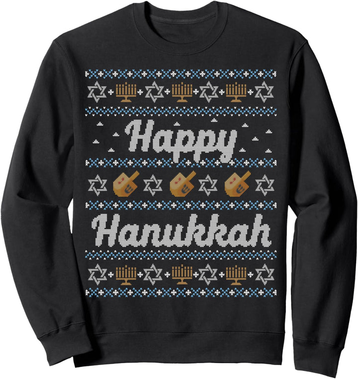 Funny Happy Hanukkah Jumper Gift Jewish Dreidel Sweatshirt